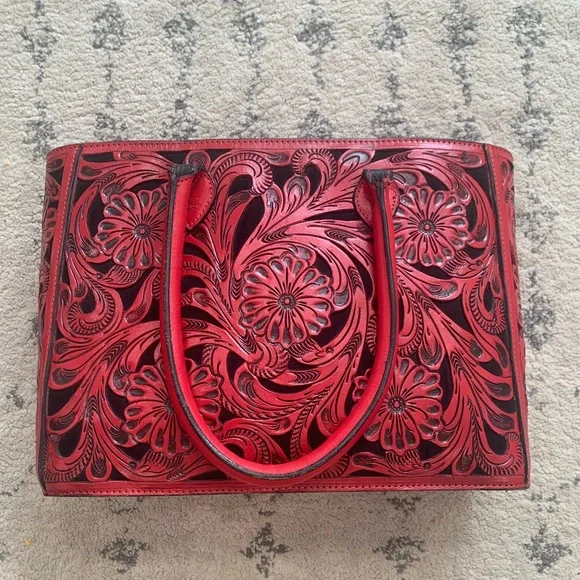 Virginia Handbags Red Leather Bag - Picture 1 of 3